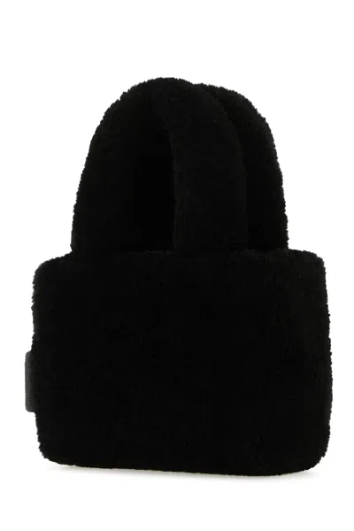Amina Muaddi Shearling Handbag With Twin Handles And Structured Silhouette