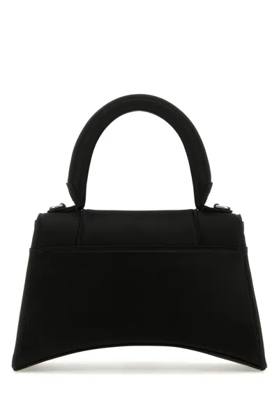Balenciaga Black Satin Small Hourglass Handbag In Black