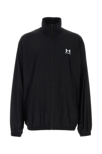 Balenciaga Shrunk Activewear Black Stretch Nylon Windbreaker Jacket