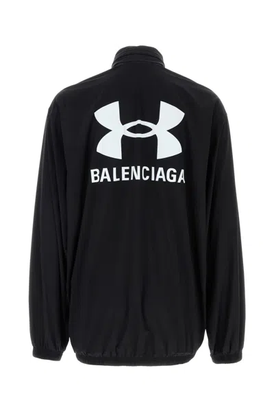 Balenciaga Shrunk Activewear Black Stretch Nylon Windbreaker Jacket