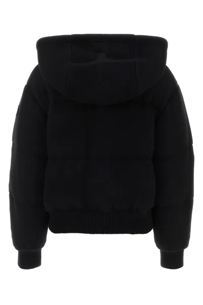 Prada Hooded Wool Blend Jacket With Elastic Cuffs