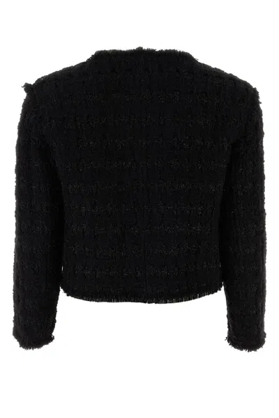 Tory Burch Textured Crop Tweed Jacket With Flap Pockets