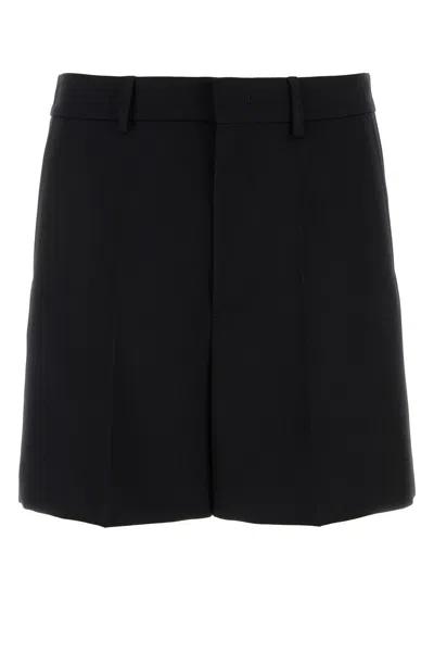 Valentino Garavani Black Bermuda Shorts With Vlogo Print In Toile Iconographe Man