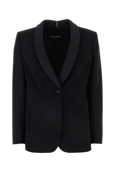 Giorgio Armani Wool Blazer With Shawl Lapel And Chest Pocket