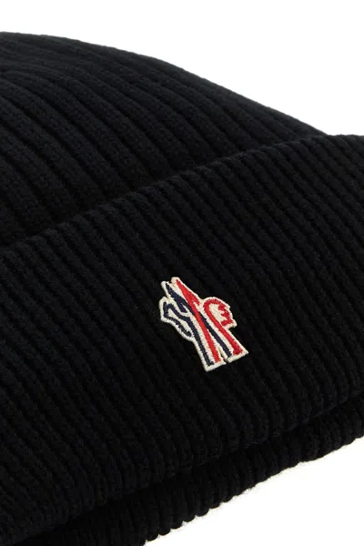 Shop Moncler Black Wool Beanie Hat