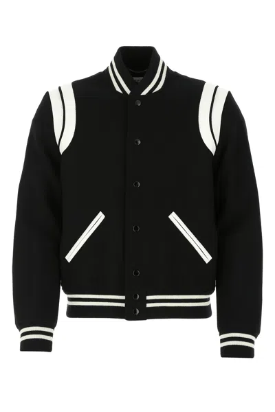 Saint Laurent Men Teddy Varsity Bomber Jacket
