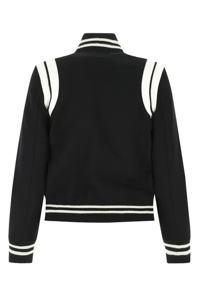 Saint Laurent Teddy Leather-trimmed Recycled Wool-blend Bomber Jacket