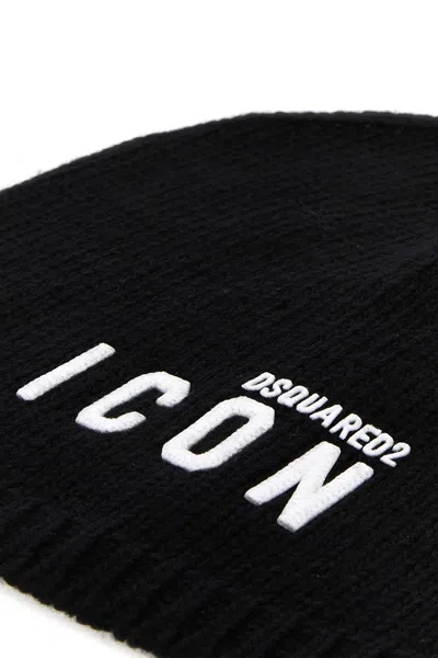 Dsquared2 Dsquared Women Black Wool Blend Beanie Hat