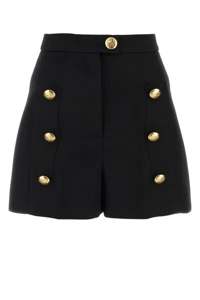 Alexander Mcqueen High-waisted A-line Wool Shorts With Decorative Buttons
