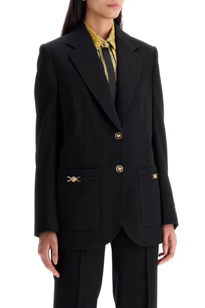 VERSACE BLAZER MONOPETTO IN LANA STRETCH 