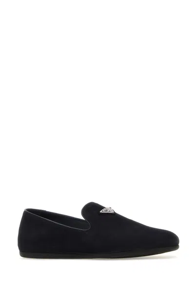 Prada Versatile Round Toe Suede Loafers