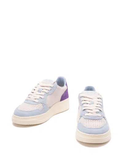 Autry Medalist Low Tricolor Suede Sneakers Patridge And Mauve Color In Multi