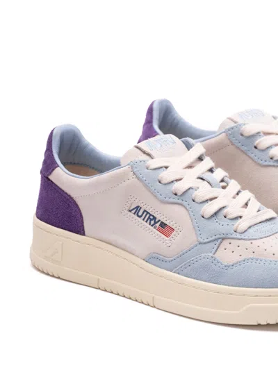 Autry Medalist Low Tricolor Suede Sneakers Patridge And Mauve Color In Multi