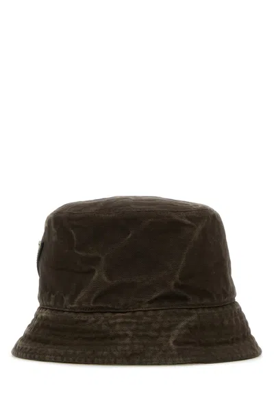 Prada Black Cotton Bucket Hat