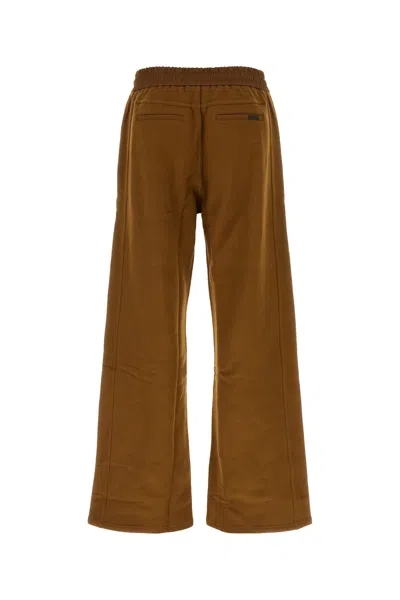Saint Laurent Cotton Joggers With Back Pockets And Elastic Waistband In Brown