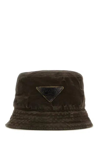 Prada Black Cotton Bucket Hat