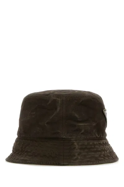 Prada Black Cotton Bucket Hat