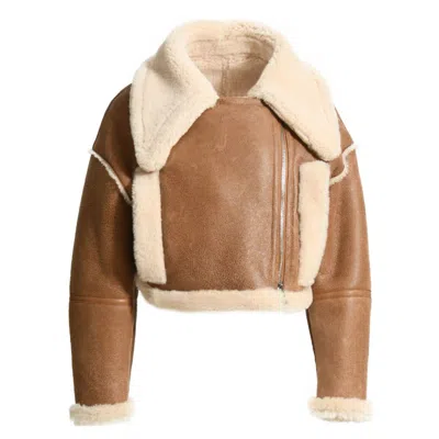 Wanan Touch Brown Mous Jacket In Leather