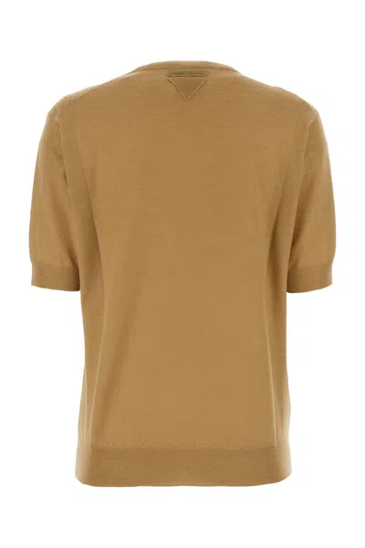 Prada Superfine Cashmere Short-sleeve Sweater In Animal Print