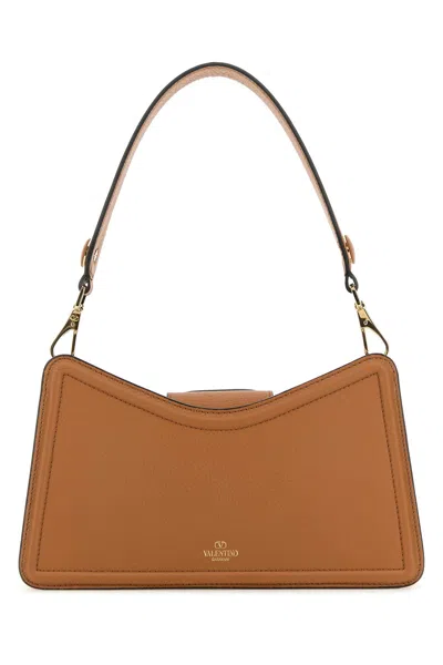 Valentino Camel Leather Vlogo Shoulder Bag