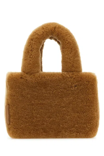 Amina Muaddi Rectangular Shearling Handbag With Top Handle