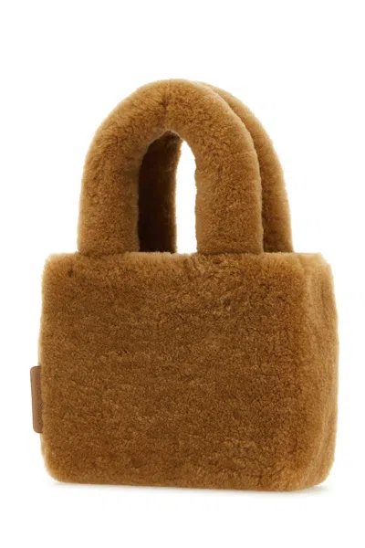 Amina Muaddi Rectangular Shearling Handbag With Top Handle