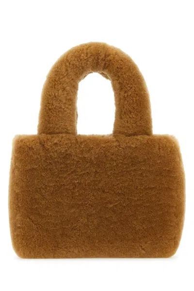 Amina Muaddi Rectangular Shearling Handbag With Top Handle