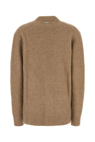 Ferragamo Camel Stretch Alpaca Blend Oversize Cardigan