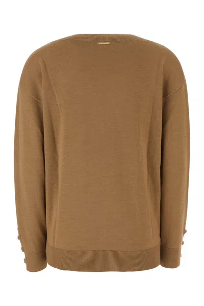 Michael Kors Ribbed Cuffs Wool V-neck Sweater