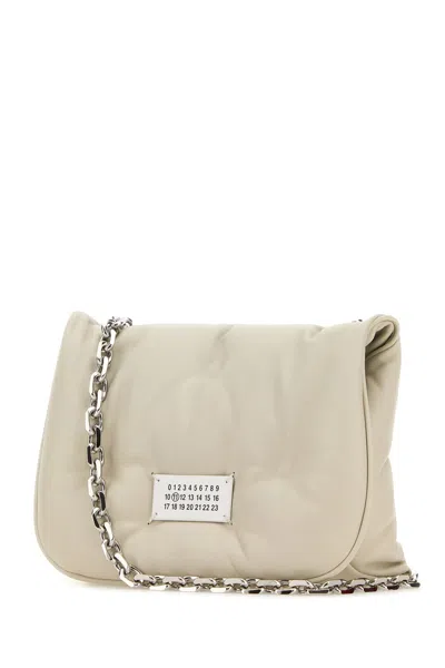 Maison Margiela Chalk Nappa Leather Small Glam Slam Flap Crossbody Bag In Neutral