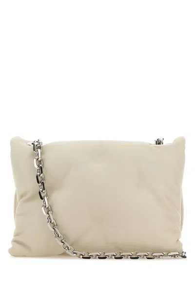 Maison Margiela Chalk Nappa Leather Small Glam Slam Flap Crossbody Bag In Neutral