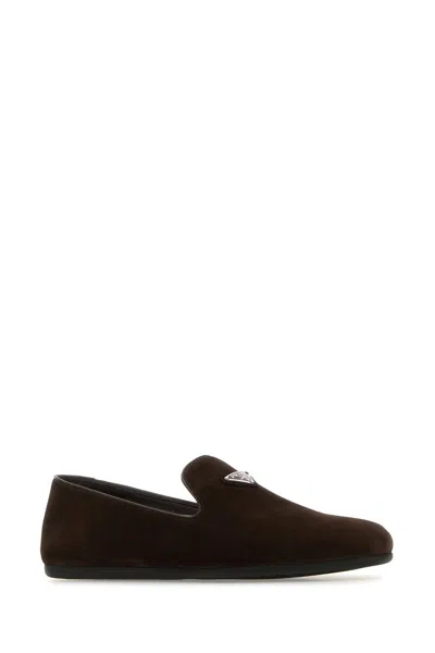 Prada Versatile Round Toe Suede Loafers