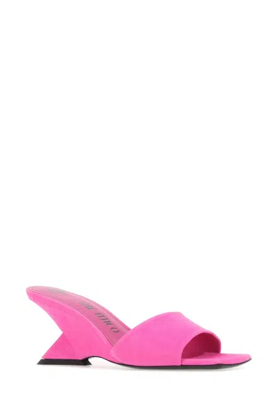 Attico Fluo Pink Suede Cheope Mules