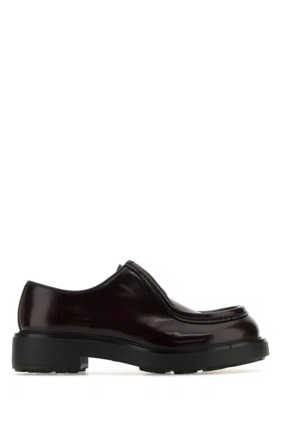 Prada Brushed Leather Lace-up Shoes Lace Up Shoes Black