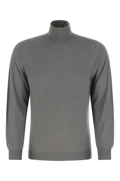 Fedeli Grey Wool Sweater In Gray