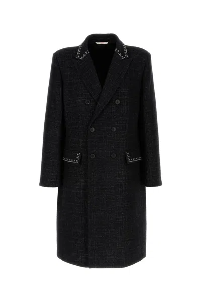 Valentino Double-breasted Wool Coat With Cabochons