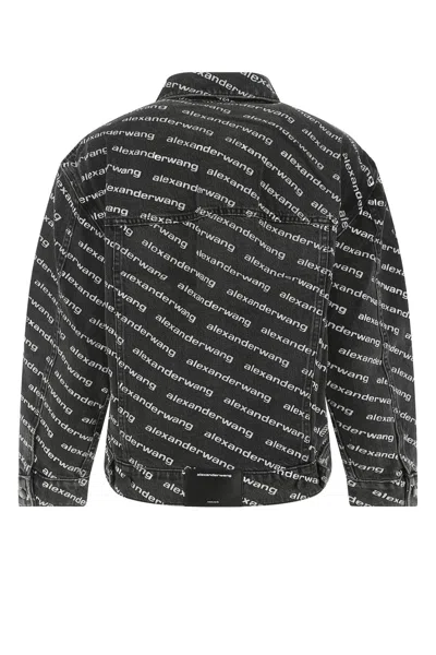 Alexander Wang Black Printed Falling Back Logo Denim Jacket