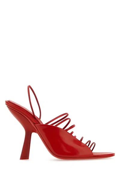 Ferragamo Ladies Red Leather Altaire Ultra Fine Strap Sandals In Multi