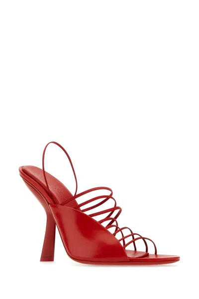 Ferragamo Ladies Red Leather Altaire Ultra Fine Strap Sandals In Multi