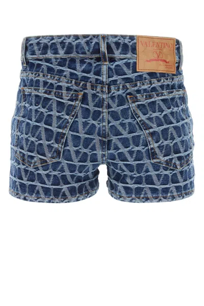 Valentino Garavani Toile Iconographe Denim Shorts