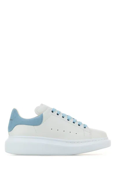 Alexander Mcqueen White And Light Blue Leather Sneakers