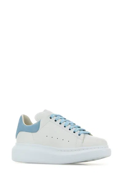 Alexander Mcqueen White And Light Blue Leather Sneakers