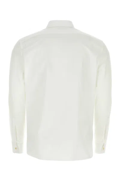 Saint Laurent White Pointed Collar Long Sleeve Shirt In Cotton Man In White
