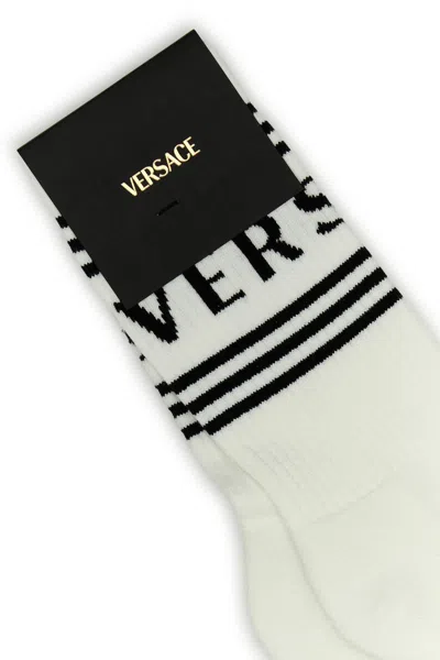 Versace White Stretch Cotton Blend Socks
