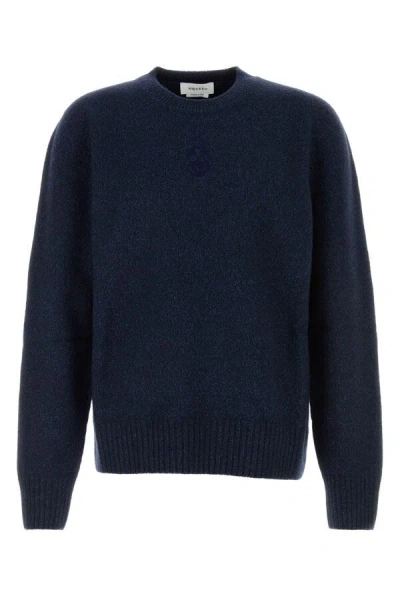 Alexander Mcqueen Men's Melange Wool Blend Sweater In Blue