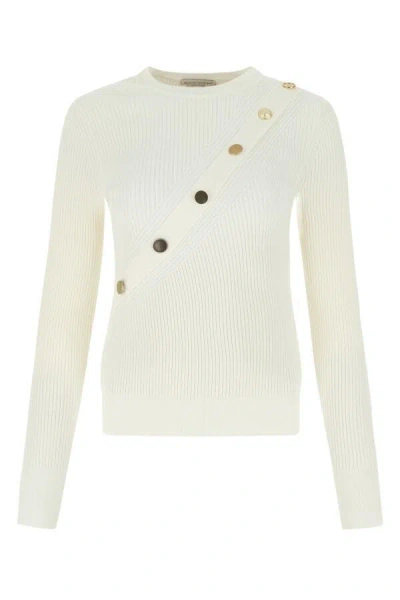Alexander Mcqueen Women's Ivory Stretch Viscose Sweater In White