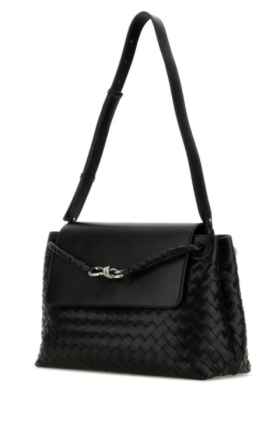 Bottega Veneta Men Black Leather Medium Andiamo Crossbody Bag In Black