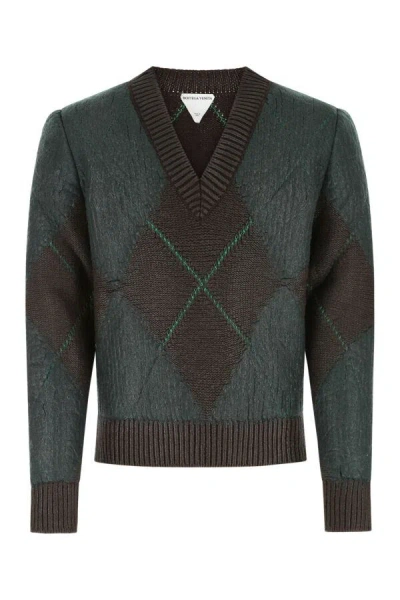 Bottega Veneta Coated Argyle-knit Jumper In Multicolor