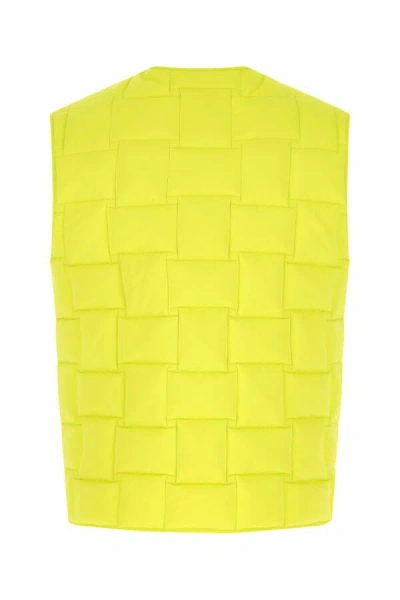 Bottega Veneta Lemon Technical Nylon Intreccio Vest In Green