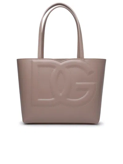 Dolce & Gabbana Small 'dg' Shopping Bag In Powder Calf Lear In Beige